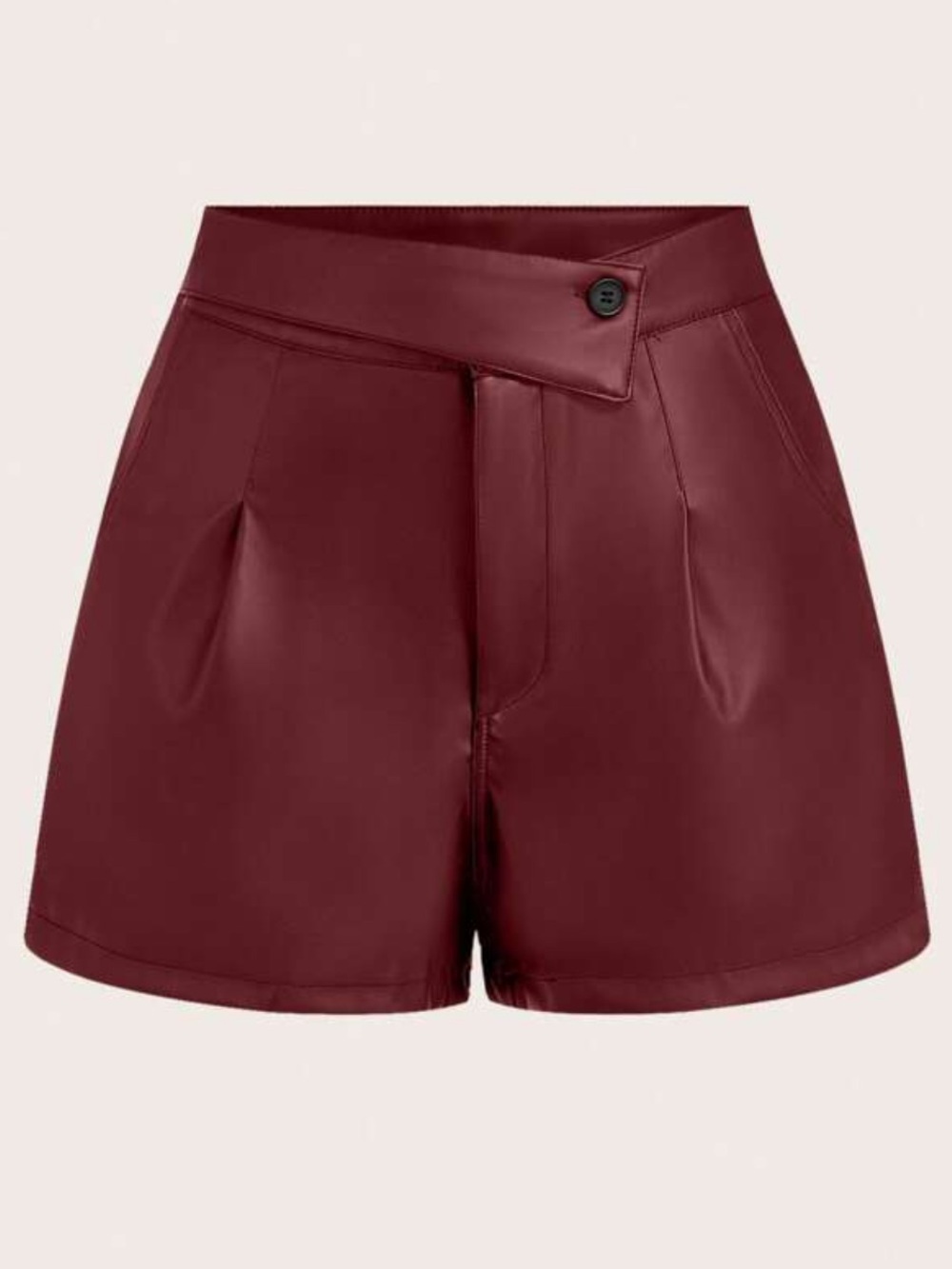 High-Waist Burgundy Faux-Leather Women’s Shorts